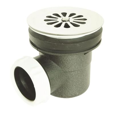 SOMATHERM FOR YOU, Bonde de douche NF Ø60mm, sortie horizontale, plastique, compatible receveurs grès, acier, acrylique, sortie à coller Ø40 ou à visser 40/49, grille inox