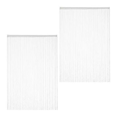 Relaxdays Conjunto de duas cortinas de fios, para cortar, com pino, para portas e janelas, 145 x 245 cm, branco