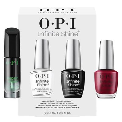 OPI Repair Mode Sérum Restructurant - 9ml + Duo Pack Base & Top Coat Infinite Shine - 2x15ml + Malaga Wine Infinite Shine - Vernis à ongles effet gel, sans lampe, tenue jusqu'à 11 jours - 15ml