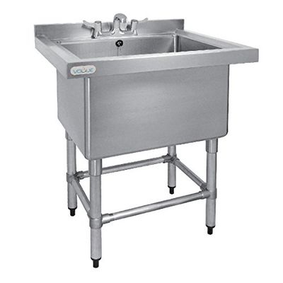 Vogue Évier profond avec dosseret à l'arrière, acier inoxydable, taille : 900 (H) x 770 (L) x 600 (P) mm, capacité : 100 litres, usage commercial et domestique, CE141