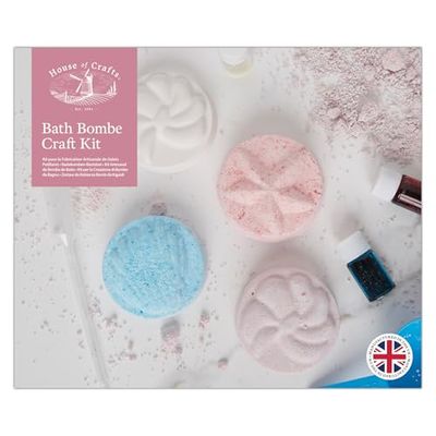 House of Crafts Bath Bombe Craft, Single Craft Kit Set, Multicoloured, Includes Bath Bombe Moulds, Bicarbonate Powder, Citric Acid, Colourants, Fragrance, Measuring Scoop, Mixing Bag & Pipette