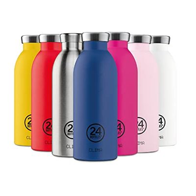 24Bottles Clima Bottle - Borraccia Termica 850 ml Acciaio Inox, Bottiglia Termica Thermos 100% Ermetico (12h Hot 24h Cold) dal Design Italiano, Borracce Termiche Ecologiche, Water Bottle Ice White