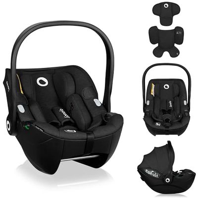LIONELO MOXIE i-Size Siège Auto pour Bébé 40 à 87 cm, Groupe 0+ Orienté Dos à la Route, Appui-tête Réglable, Protection Latérale i-Size R129 (Black)