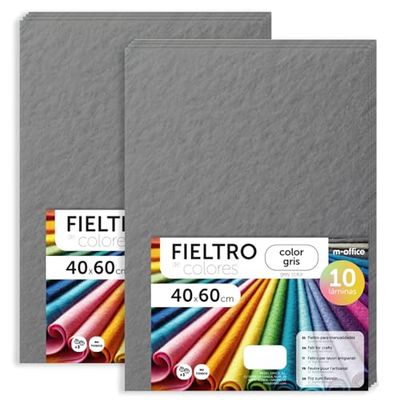 m-office Pannolenci Colorati, Feltro per Lavoretti Creativi, Cucito e Patchwork, Materiale per Scrapbooking e Decorazioni, Set Colori DIY, Ideale Artigianato e Fai-da-te, 40x60cm (Grigio, 20pz)