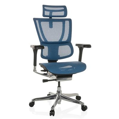 hjh OFFICE ergonomische bureaustoel ERGOHUMAN SLIM GEN2 Origineel ontwerp, draaistoel met flexibele lendensteun, gaas blauw