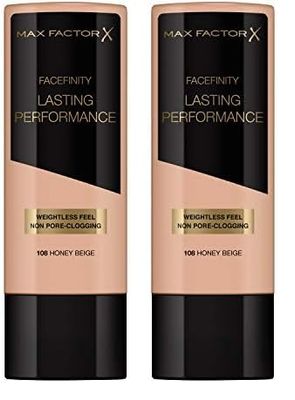 Max Factor Lasting Performance Long-Lasting Liquid Foundation - 108 Honey Beige, 35 ml (Pack of 2)
