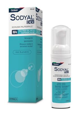Sodyal Dex Schiuma Palpebrale. Detergente, Igienizzante, Rimuove Residui e Secrezioni Oculari. Con Acido Ialuronico, Euphrasia, Aloe e Tea Tree Oil - 50 ml