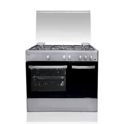 Svan Cocina Gas Butano 5 Zonas de Cocción, Horno 59 L, Inox SKGW5900PBX. Control Manual, Quemador WOK triple llama, 2 Programas de Cocción, Cristal en Puerta de Doble Capa, Tapa Abatible