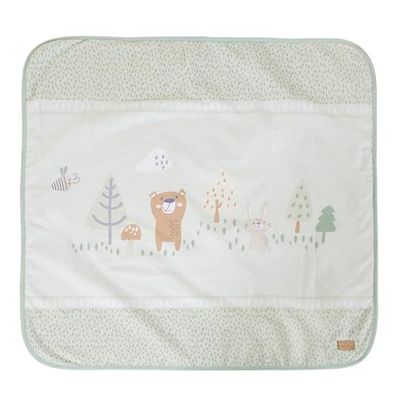 roba Couverture pour bébé Woodland Buddies 80 x 80 cm – Couverture Douillette Double Face – Coton et Polaire Ultra Douce – Motif Ours, Lapin et Abeille – Vert Pastel et Gris argenté