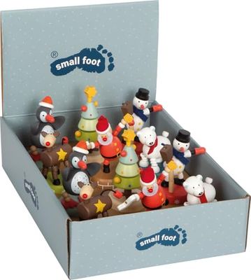 small foot Jul- och vintertryckfigurer i trä, set med 12 tryckfigurer, presenter och juldekorationer för barn från 3 år, 12676