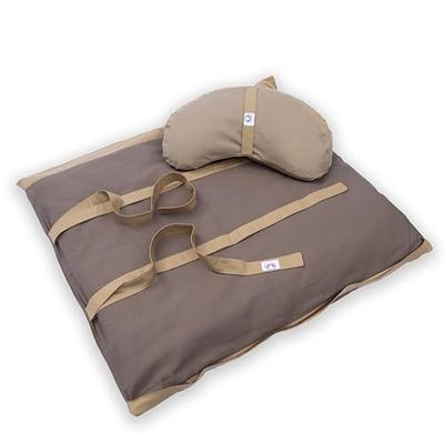 Set da Meditazione Monocromatico Blu con Zafu, artigianale sostenibile ecologico (Naturale scuro, Con zafu mezzaluna)