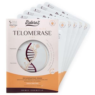 Ardaraz Maschere per il Viso Idratanti Ringiovanenti con Telomerasa arricchite con Acido Ialuronico. Pack da 5