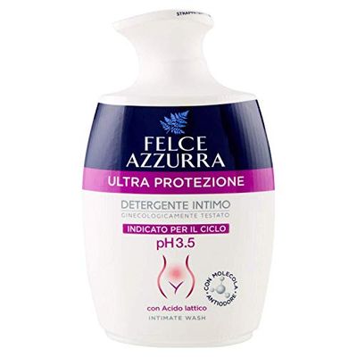 Felce Azzurra - Nettoyant intime ultra protection pour hygiène intime quotidienne Ph 3.5, savon intime délicat anti-odeur indiqué pour le cycle, testé gynécologiquement pour une fraîcheur à long 250