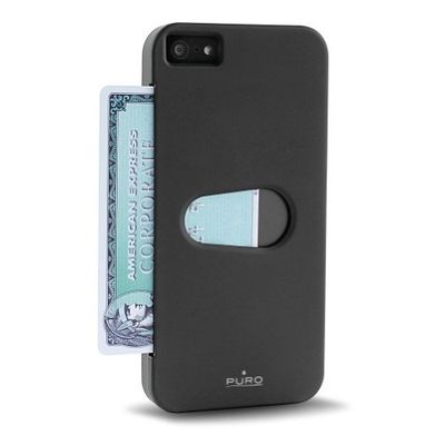 PURO IPC5CARDBLK Custodia per telefono cellulare Nero - Cover per telefoni cellulari, Apple, iPhone 5, Nero)