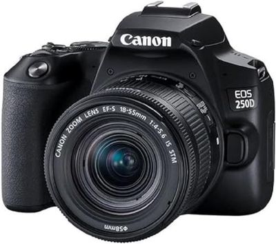 Canon EOS 250D Câmara digital (24,1 MP, 6000 x 4000 pixels, CMOS, 4K Ultra HD, ecrã tátil) preto, kit corporal e EF-S 18-55IS STM
