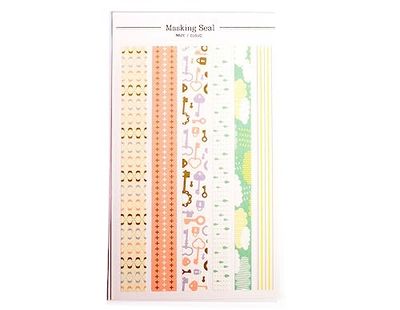 Dailylike Stickers strepen papier maze/wolk, verschillende designs, 15 mm x 10 cm.