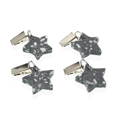 Versa Pinza Sujeta Manteles Metal Plástico Aleación de Zinc 7 x 3 cm Estrella 4 Piezas
