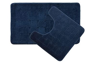 Emma Barclay Orkney antislip badmat en wc-set, polypropyleen, marine, 50 x 80/50 x 40 cm