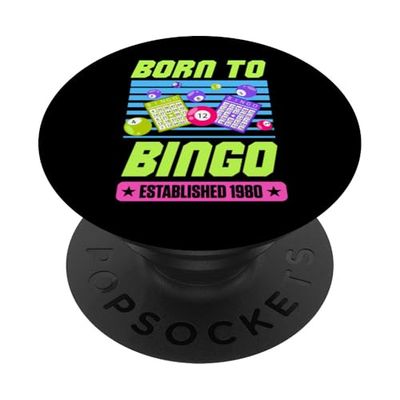Born To Bingo Established 1980 Retro Bingo Theme Birthday PopSockets Adhesive PopGrip