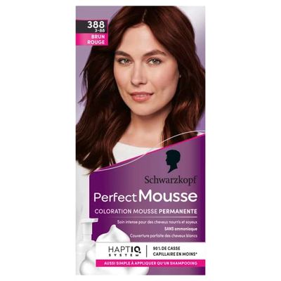 Schwarzkopf - Perfect Mousse - Colorazione per capelli - Schiuma permanente senza ammoniaca - Maschera per la cura del 96% di ingredienti di origine naturale - Marrone rosso 388, 1 ml (confezione da