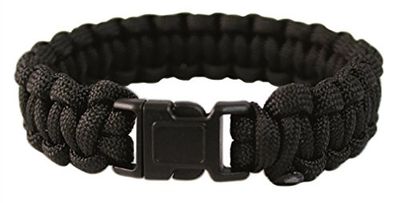 Mil-Tec Paracord Polsband 22mm Zwart, Zwart, M