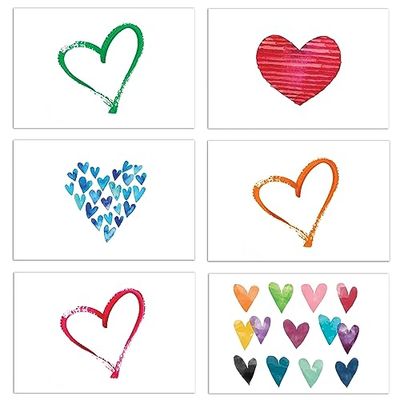 Better Office Products 100-Pack All Occasion Greeting Cards, Assorted Blank Note Cards, 4 x 6 inch, 6 Contemporary Heart Designs, Blank Inside, with Envelopes, 100 Pack