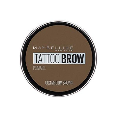 Maybelline New York Tattoo Brow Pomade Pot Cera per Sopracciglia Pigmentata Effetto Matte, Tenuta fino a 24h, Resistente all'Acqua, 03 Medium Brown