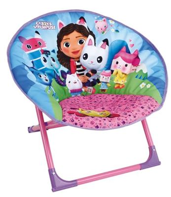 FUN HOUSE Enfant 713598 Gabby ET LA Maison Magique SIÈGE Lune Pliable H.47 X L.54 X P.42 CM, Polyéthylène, Rose