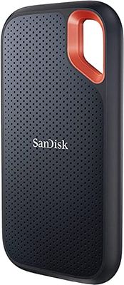 SanDisk Extreme Portable SSD 500GB (up to 1050 MB/s read, 1,000MB/s write, USB-C, NVMe Solid State Performance, IP65 rated for dust and water resistance, Updated Firmware) Black