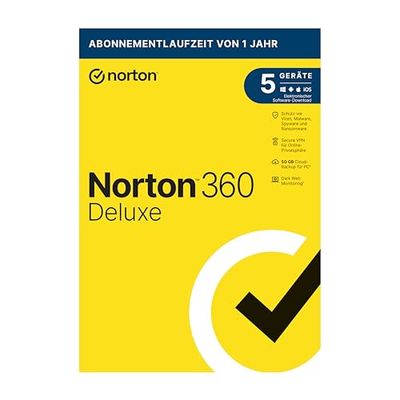 Norton 360 Deluxe 2021 | 5 Devices | Antivirus | Unlimited Secure VPN & Password Manager | 1 Year | PC/Mac/Android/iOS | Activation Code in Original Packaging