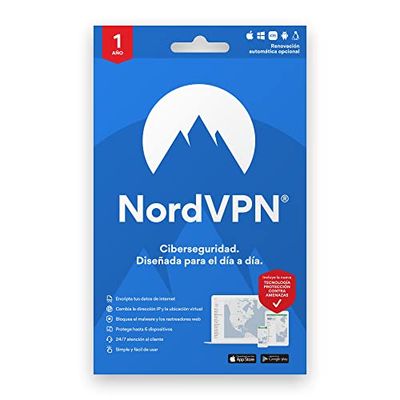 NordVPN Estándar - 1 año de VPN y software de ciberseguridad - Bloquea malware, enlaces y anuncios maliciosos, protege tu información personal | 1 año