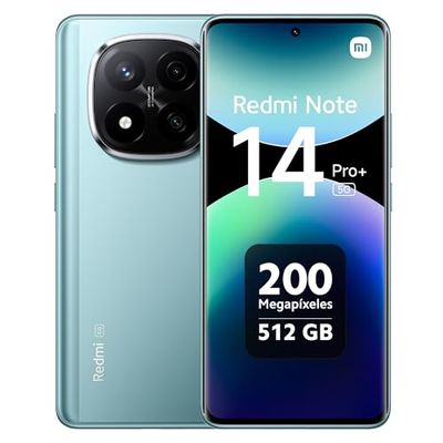 Xiaomi Redmi Note 14 Pro+ 5G - Smartphone de 12+512GB, Pantalla de 6.67" AMOLED FHD+ 120Hz, Snapdragon 7s Gen 3, cámara de 200MP, HyperCharge 120W, 5110 mAh, Cargador no Incluido, Azul (Versión ES)