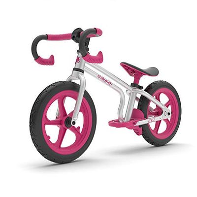 Chillafish Fixie: draisienne au véritable look de vélo de course pour les enfants de 2 à 5 ans, pneus increvables de 12 pouces, siège et guidon ajustable en hauteur, frein à pied et repose pied, rose