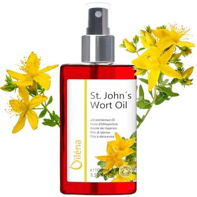 OLIO Di IPERICO 100 ml Olio di Erba di San Giovanni rosso vivo Concentrato molto puro Olio d'Oliva Infuso di Iperico 100% Naturale Tintura Olio massaggi
