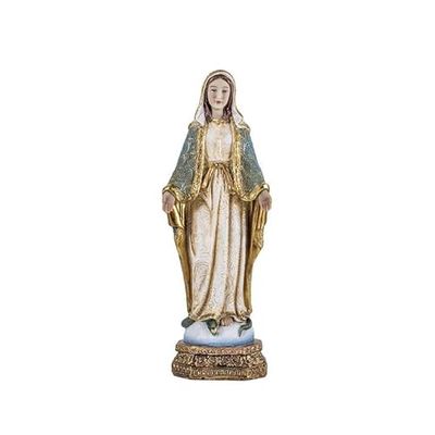DRW Figurine Vierge Miraculeuse patronne des Miracles et Protection Divine en résine Peinte à la Main Style embossé 20 cm