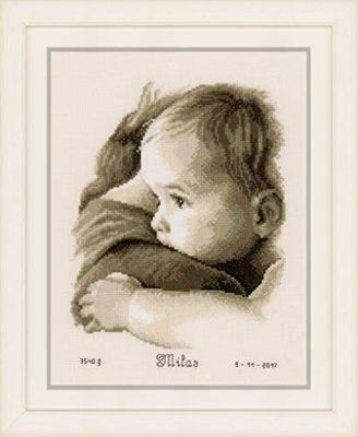 Vervaco Birth Record: Baby Hug, Polyester Cotton, Assorted, 40 x 2 x 20 cm