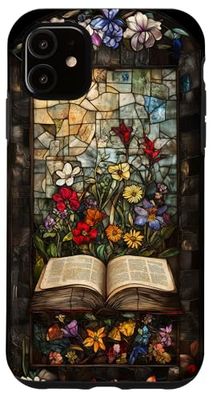 Book Wildflower Stained Vintage Floral Book Lover Case for iPhone 11