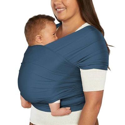 Écharpe de portage Ergobaby pour nouveau-nés de la naissance à 11,3 kg, écharpe de portage Aura Mesh en polyester recyclé et élasthanne, écharpe de portage unisexe, Twilight Navy
