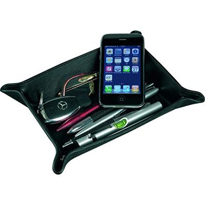 Alassio 52004 Leather Utensil Tray with Black Tray Approx. 16 x 10 x 4 cm for Small Items Leather Tray for Desk and Console