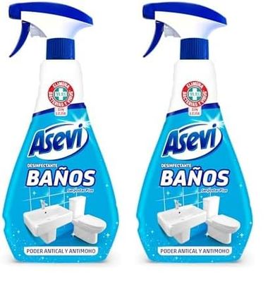 Asevi Desinfectante Baños - Limpiador Desinfectante Antical y Antimoho - Gerpostar Plus - Elimina Gérmenes y Bacterias - Aroma Fresco - Con Spray - Envase de 720 ml (Paquete de 2)