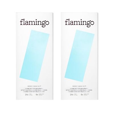 Flamingo Set di cera per il corpo – Set per donne con 48 strisce di cera e 12 salviette per la cura delle donne, strisce di cera, strisce di cera per il corpo, cera depilatoria