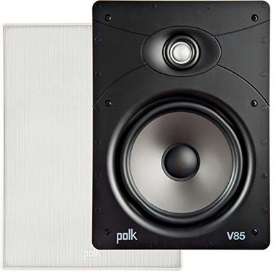 Polk Audio V85 Vanishing in Wall Speaker (singolo) – ideale per grandi stanze, dispone di driver a cono polimero composito, girevole Mount Silk Dome Tweeter, facile installazione, include griglia
