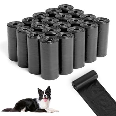 AiQInu 400 Pezzi Sacchetti Cane Cacca, Nero Sacchetti per Cani, Portatili Bustine Cane, Sacchetti per Escrementi di Cane, Extra Spessi, Forti e Prova di Perdite, 22 * 30cm (20 Rotoli, 20 per Rotolo)