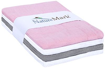 natural Mark® 4 unidades Mull paños | Gasas | pañales de tela | spuck paños aprox. 70 x 70 cm, 100% algodón, muselina, varios. Color Hatchback, con certificación Öko-tex, Premium Calidad