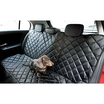 P1 Autocare Coprisedile per Cani per il Sedile Posteriore dell'Automobile, Impermeabile e Antigraffio, Pieghevole, Resistente, Misura Universale per Automobili, SUV e Camion, Colore Nero