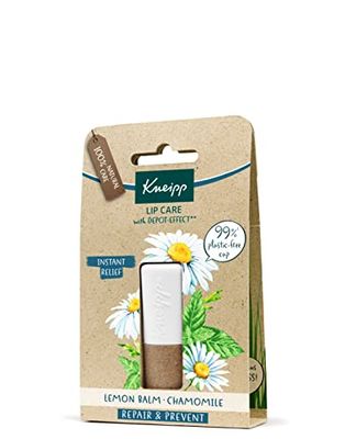 Kneipp, 100% naturalny balsam do ust, naprawczy, nawilżający i nawilżający do ust o przedłużonym działaniu, 100% naturalny, z ekstraktami z rumianku i melisy, subtelny i lekki zapach