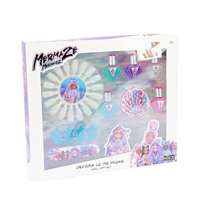 Nice Group - Mermaze Nail Art Set - Kit di Smalti per Unghie con gemme e stickers adesivi, separa dita e lima per bambini