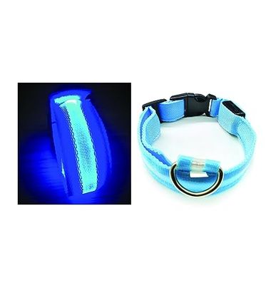 PARENCE.- Collar Iluminado para Perro Talla S, 3 Modos de iluminación/Collar LED para Animales con Cierre y Cierre de Clip - 40cm, Azul