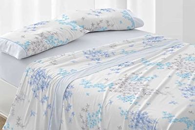 Burrito Blanco │Lakeset, 105 säng (+ Tillgängliga åtgärder)│Polyester 50% Bomull 50%│Lätt Strykning│Design 525, Blå