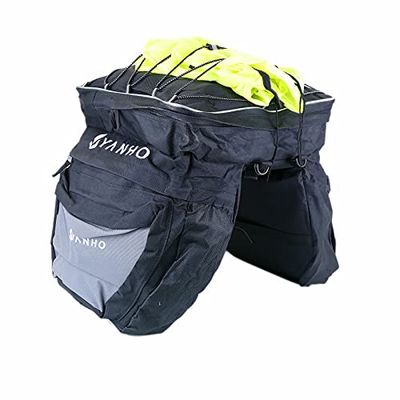 PrimeMatik - Alforjas portaequipaje de Lona Negra para Bicicleta